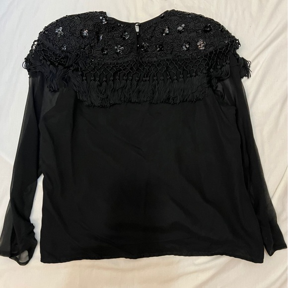 Diane Freis 2 Piece 100% Silk Tassels Blinged Top with 2 layers Flared Skirt - Picture 13 of 14